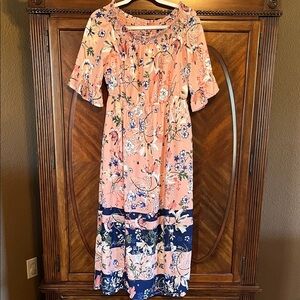 Westport Pink and Blue Floral Midi Dress